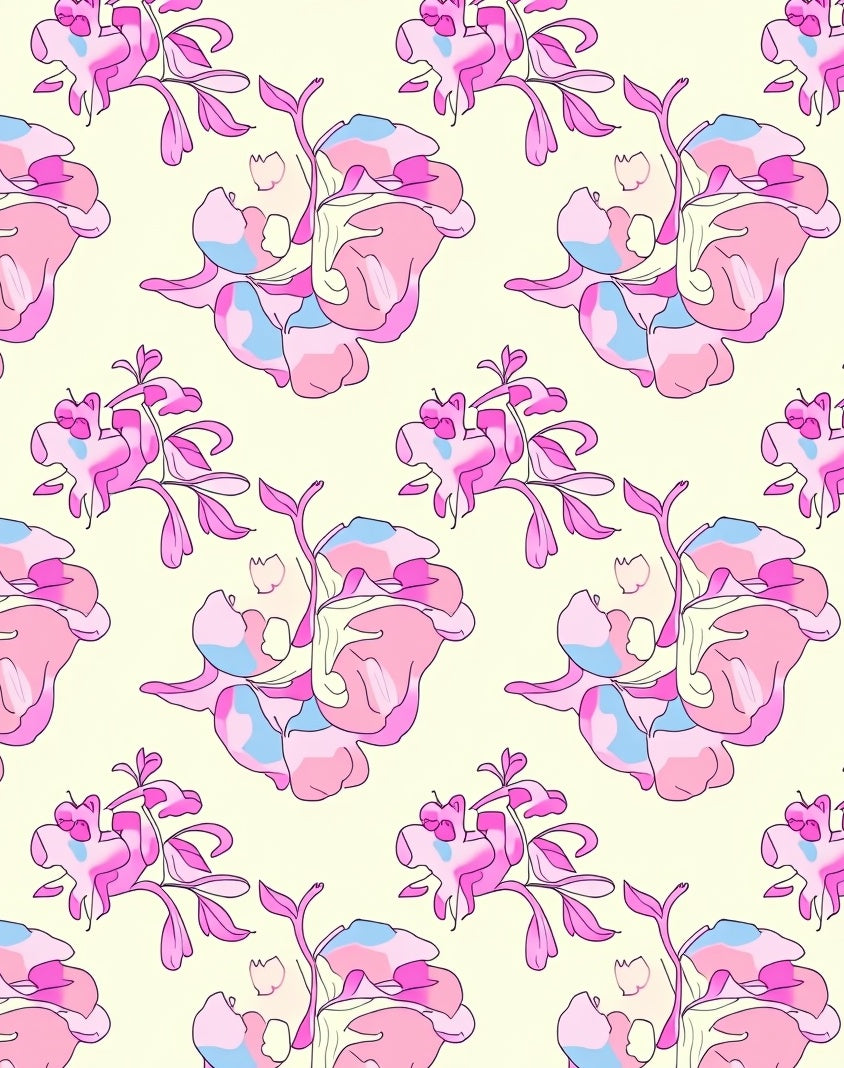 Abstract Floral Pink Pastel Pattern Rug