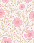 Pink Floral Vines Pattern Rug