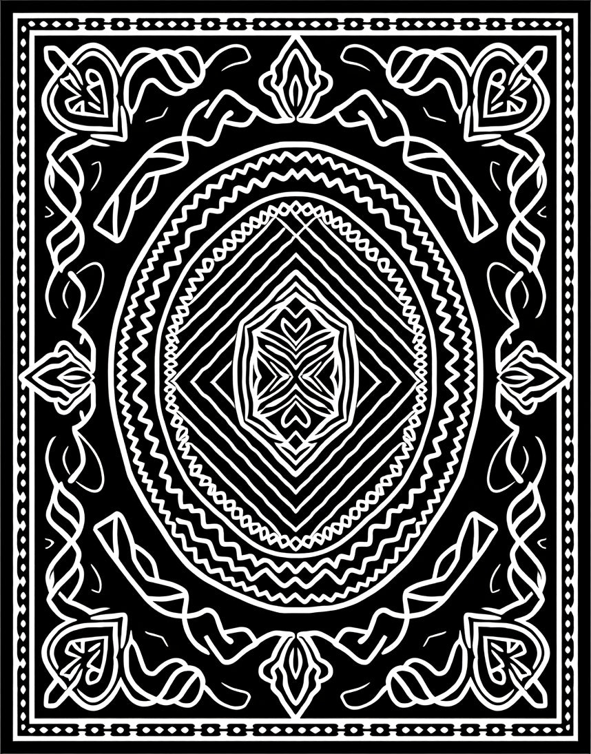 Monochromatic Abstract Geometric Mandala Design Rug