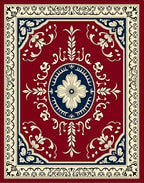 Rich Red Floral Medallion Rug
