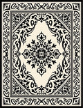 Classic Black Ivory Floral Ornament Rug