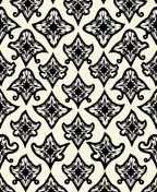 Elaborate Black Floral Damask Pattern Rug