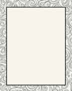 Black White Abstract Swirl Border Rug