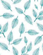 Elegant Teal Leaf Pattern Rug