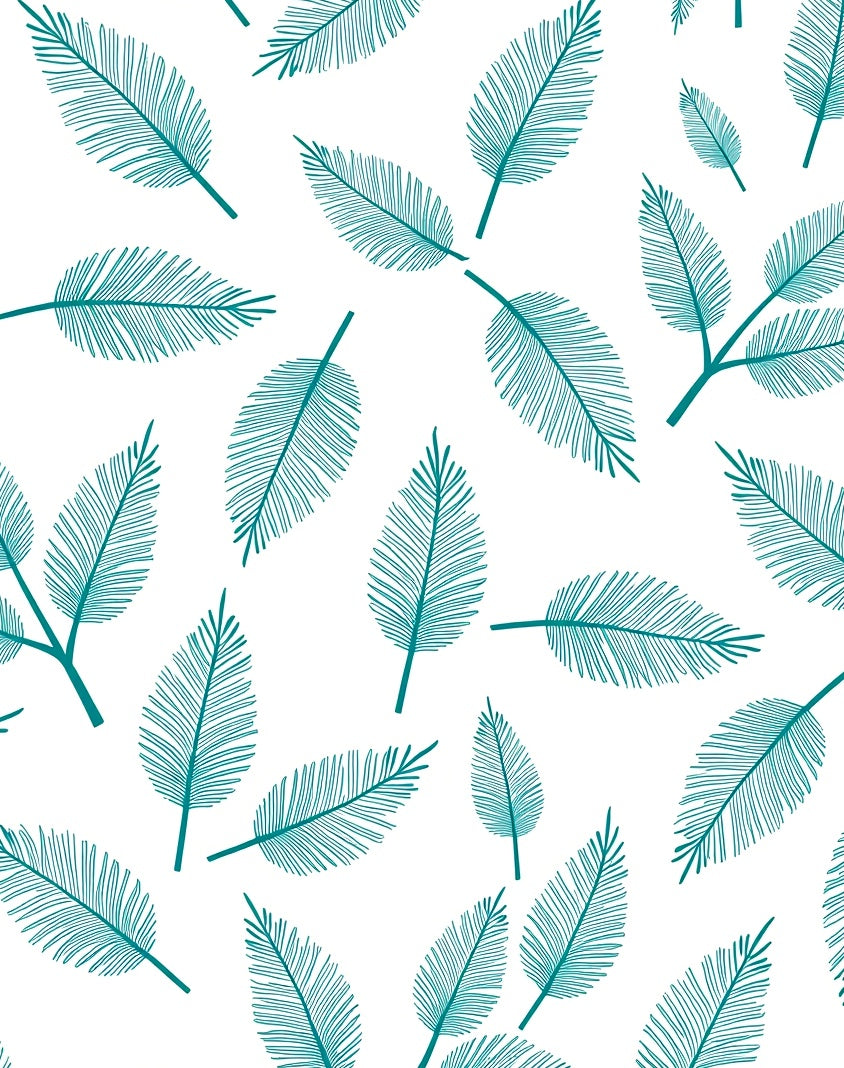 Elegant Teal Leaf Pattern Rug