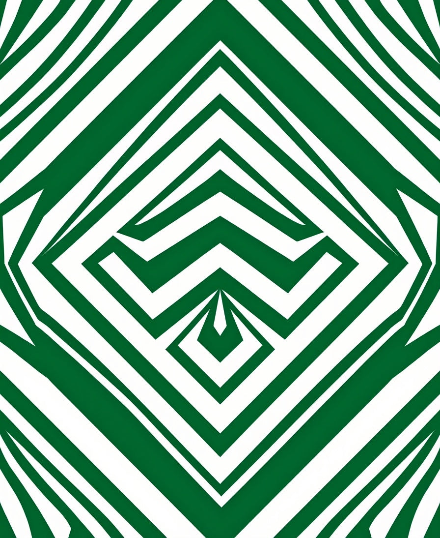 Emerald Green Geometric Illusion Rug