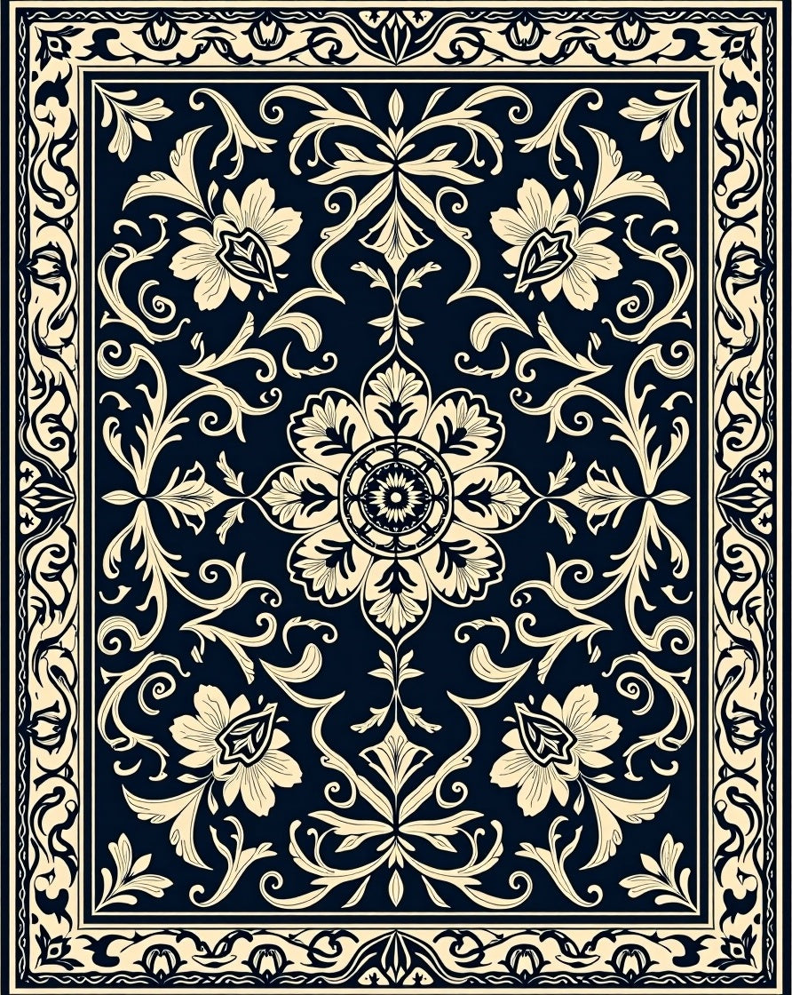 Classic Floral Scrollwork Pattern Rug