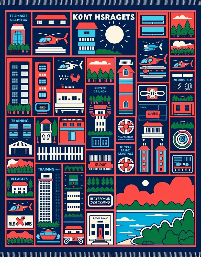 Retro Urban Scene Collage Rug