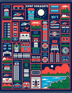 Retro Urban Scene Collage Rug