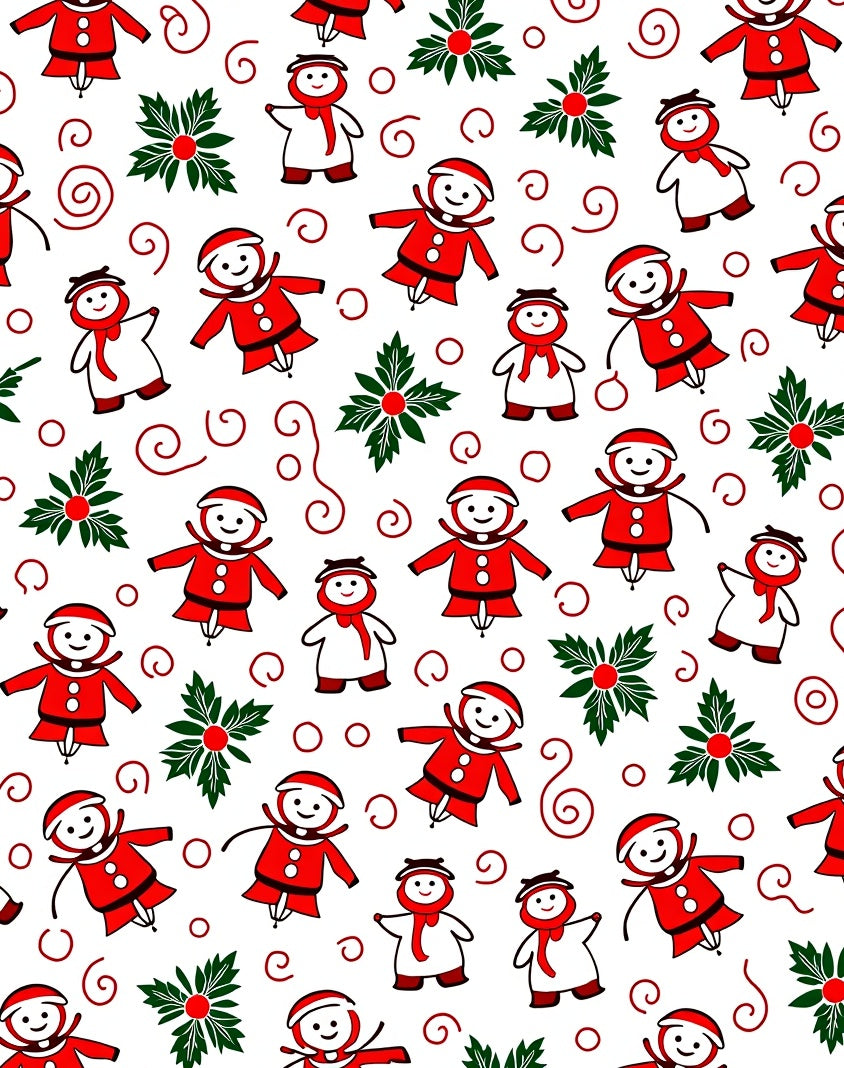 Joyful Red Snowman Holly Swirl Rug