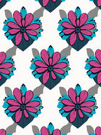 Bold Pink Teal Floral Pattern Rug