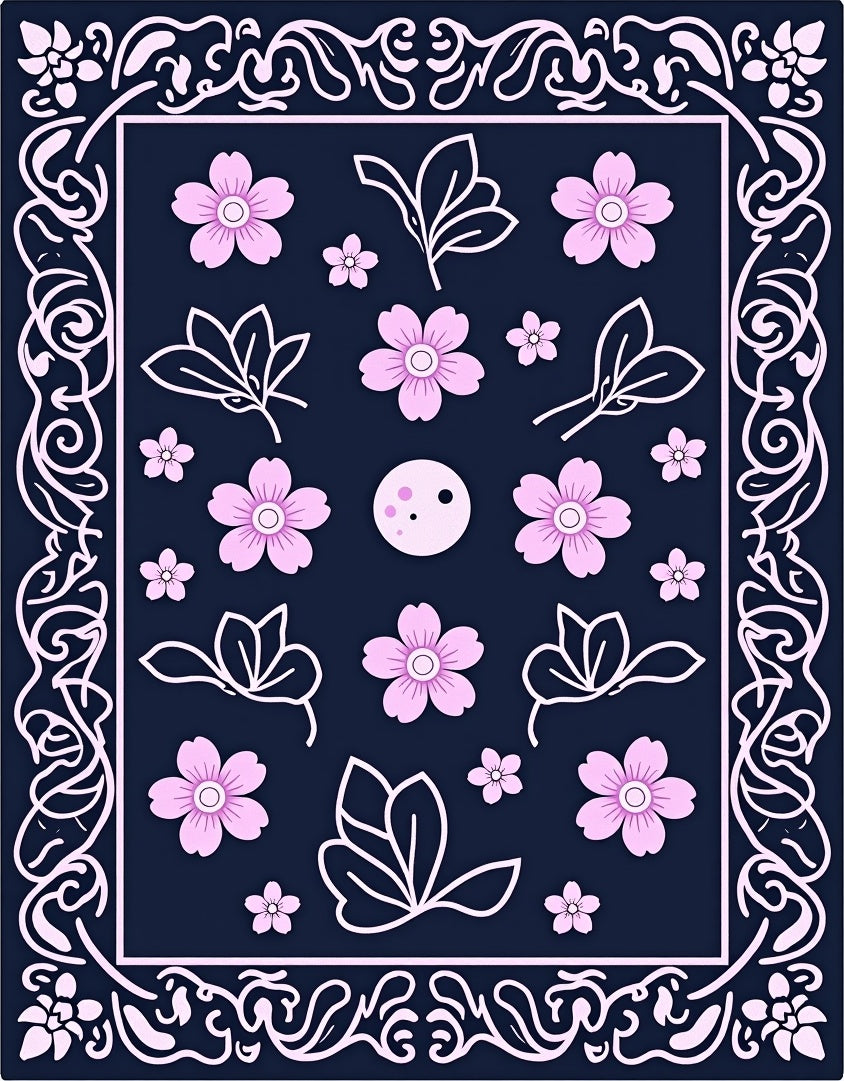 Pink Blossom Moon Pattern Rug
