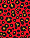 Bold Red Leopard Spot Pattern Rug