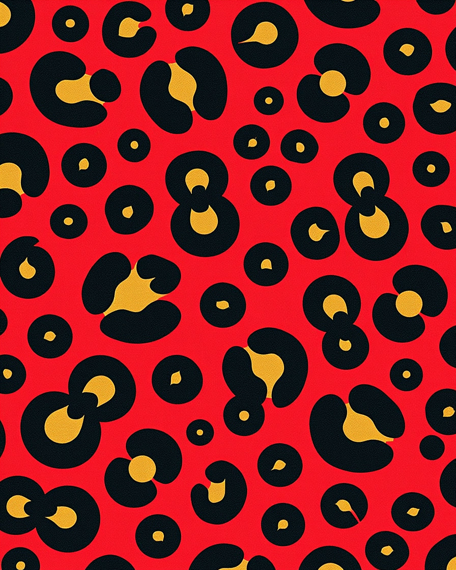 Bold Red Leopard Spot Pattern Rug