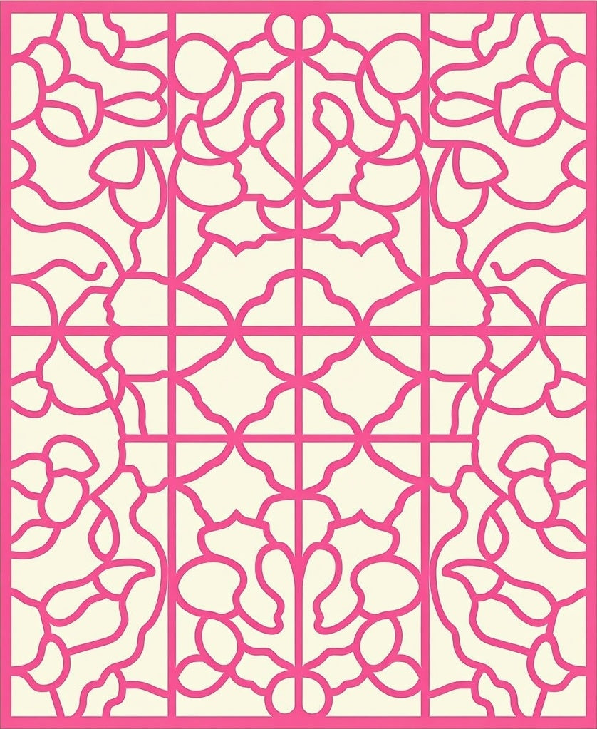 Coral Floral Lattice Openwork Rug