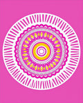 Vibrant Pink Yellow Concentric Mandala Rug