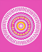 Vibrant Pink Yellow Concentric Mandala Rug