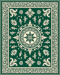 Elegant Floral Vine Dark Green Rug