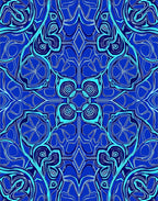Deep Blue Swirling Abstract Mandala Rug