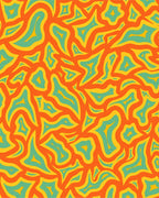 Retro Orange Teal Yellow Organic Waves Rug