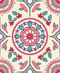 Abstract Floral Mandala With Teal Accents Rug