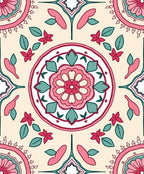 Abstract Floral Mandala With Teal Accents Rug