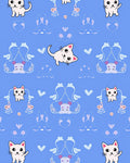Playful White Cats Hearts Pattern Rug