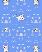 Playful White Cats Hearts Pattern Rug
