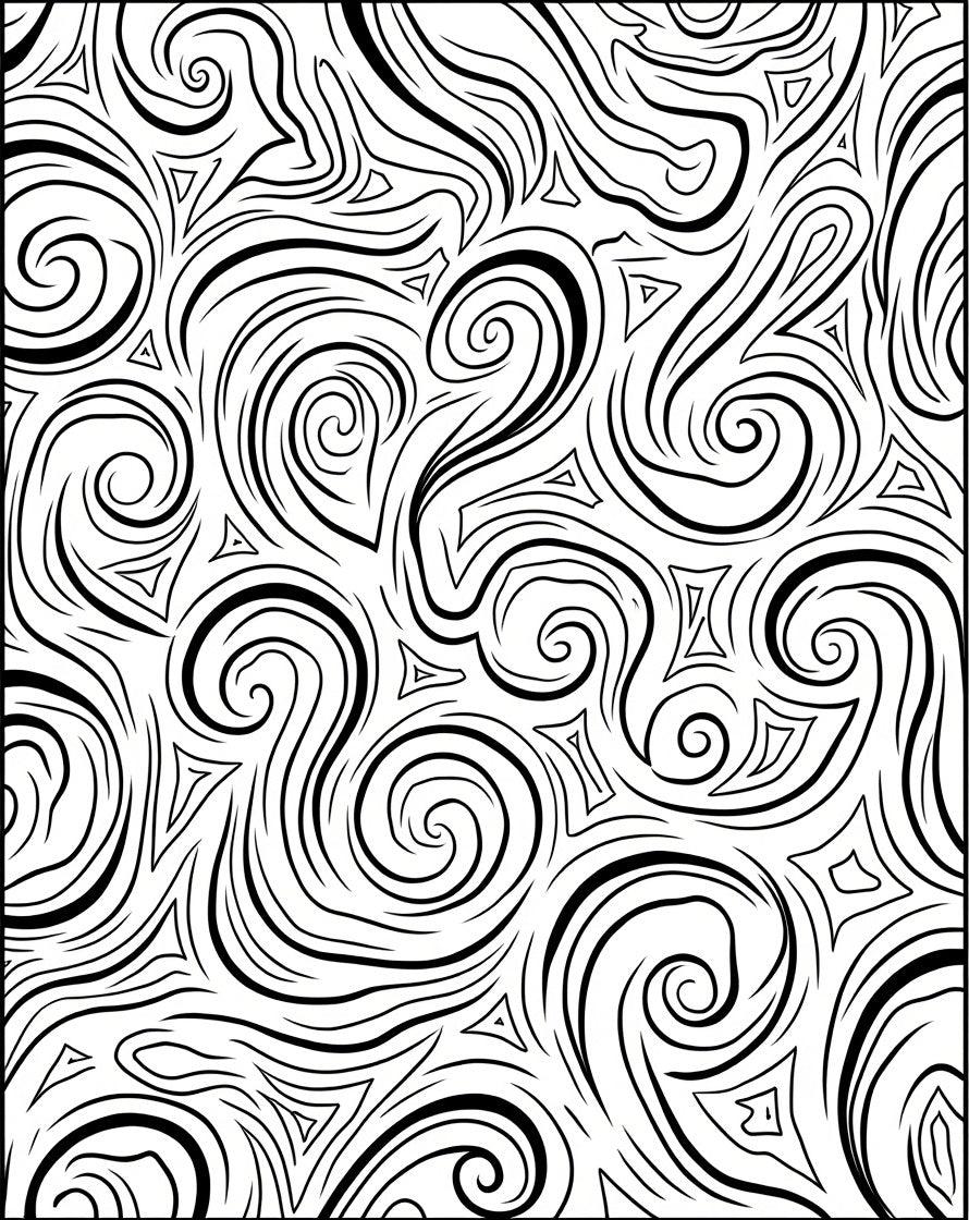 Abstract Swirl Triangle Black White Pattern Rug