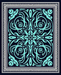 Teal Abstract Tribal Floral Pattern Rug