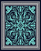 Teal Abstract Tribal Floral Pattern Rug