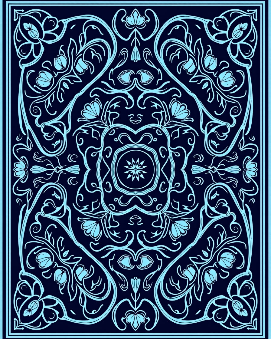 Art Nouveau Floral Symmetry Design Rug