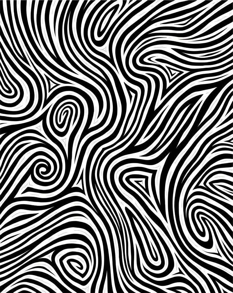 Bold Black White Swirl Pattern Rug