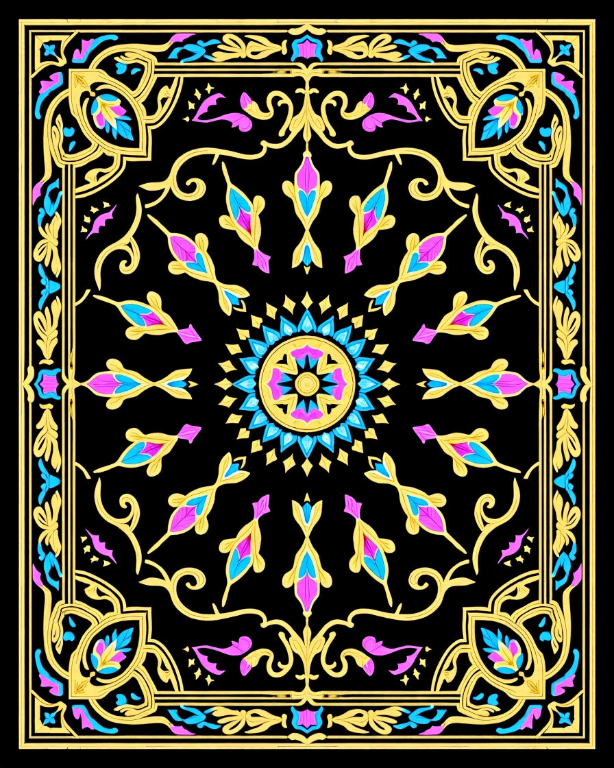 Ornate Floral Geometric Pattern Rug