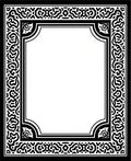 Intricate Black White Scroll Frame Design Rug