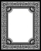 Intricate Black White Scroll Frame Design Rug