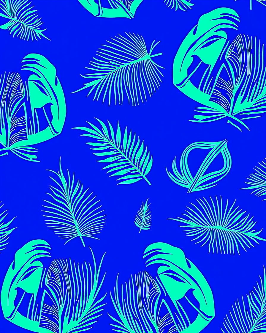 Bold Tropical Leaf Pattern Rug
