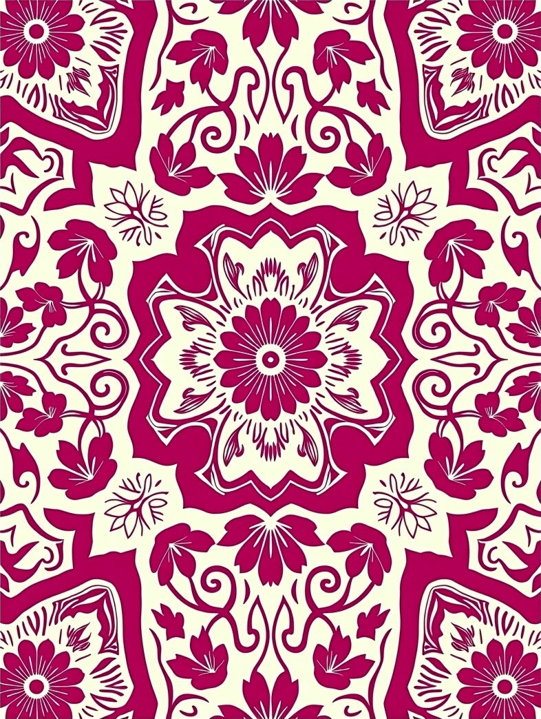 Ornate Floral Scrollwork Cream Rug