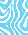 Abstract Blue Wavy Line Pattern Rug