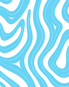 Abstract Blue Wavy Line Pattern Rug