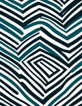 Abstract Teal Navy Wavy Stripe Rug