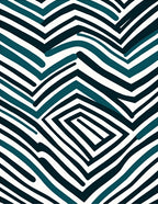 Abstract Teal Navy Wavy Stripe Rug