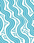 Abstract Wavy Aqua Lines Design Rug