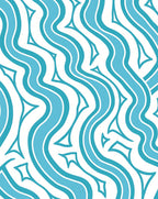 Abstract Wavy Aqua Lines Design Rug