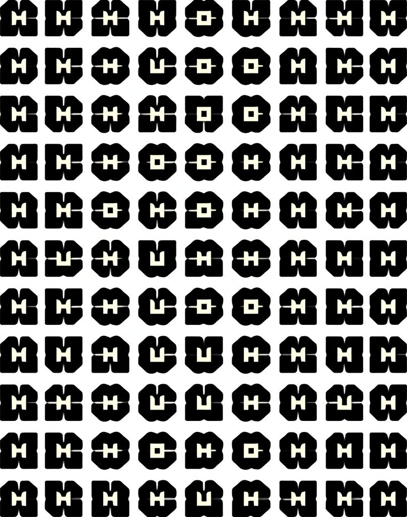 Abstract Black White Geometric Pattern Rug