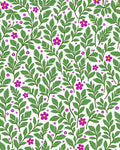 Green Foliage Pink Flower Pattern Rug