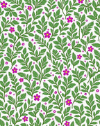 Green Foliage Pink Flower Pattern Rug