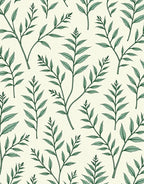 Green Botanical Leaf Pattern Rug