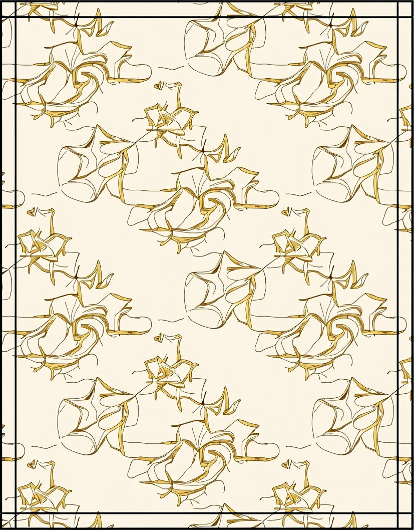 Abstract Swirls Botanical Sketch Rug
