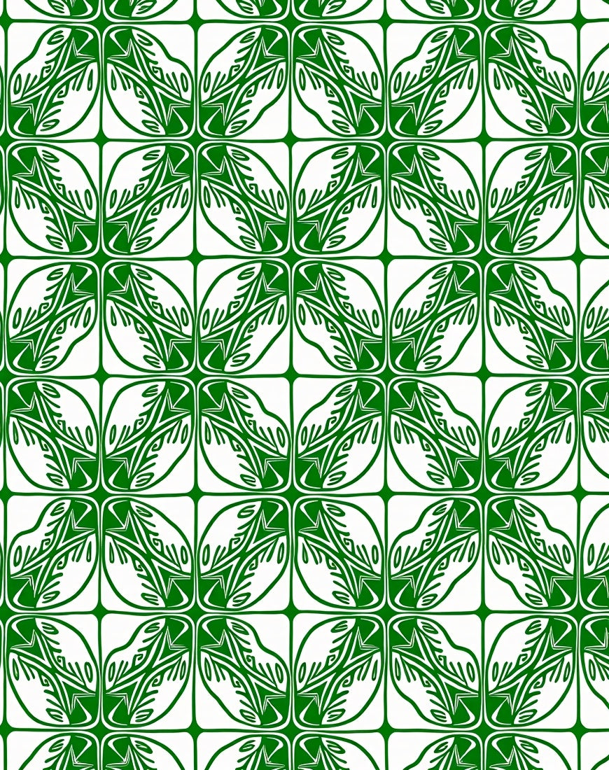 Green Leaf Medallion Pattern Rug